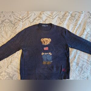 Ralph Lauren Navy Sweater with Bear Design